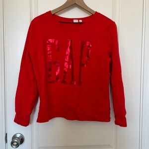 GAP Vivid Red Shiny Logo Sweatshirt